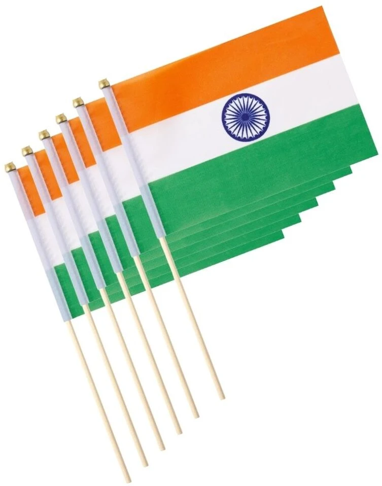 Wooden-Stick Tricolour Flags - (Small) Pack of 25