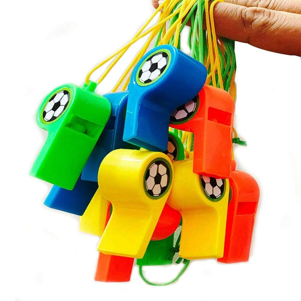 Football-Shaped Plastic Whistle Pack of 12