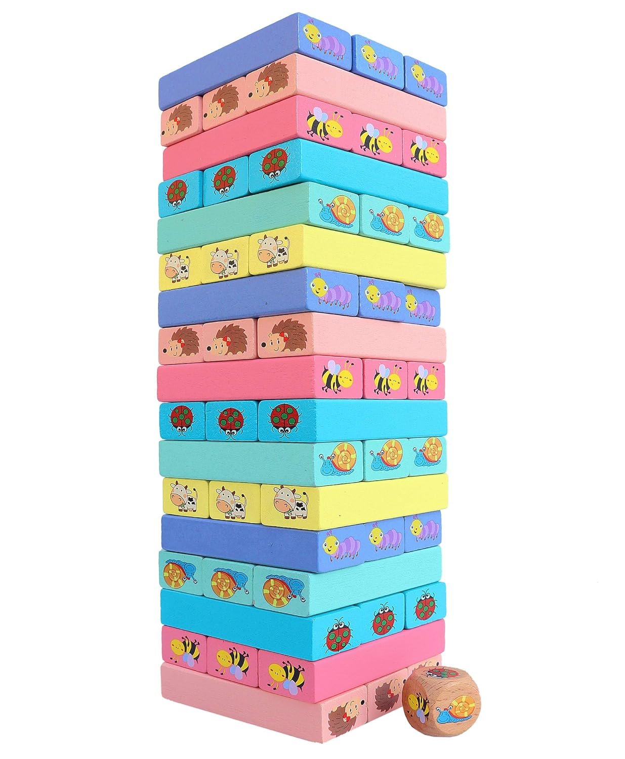 Colour Jenga-Style Stacking Game - 51-Piece